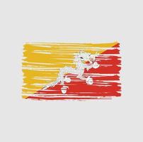 Pinselstriche der bhutan-Flagge. Nationalflagge vektor