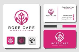 modernes Beauty-Rosenpflege-Logo für Boutique, Spa, Kosmetik, Salon im Visitenkartendesign vektor