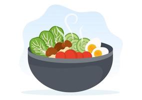 mat vid varje måltid med hälsofördelar, balanserad kost, vegan, näringsmässig och maten ska ätas varje dag i platt bakgrundsillustration vektor