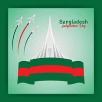 bangladesch unabhängigkeitstag vektorillustration mit nationaldenkmal und flagge vektor