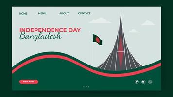 happy bangladesh independence day webbplats design av målsida med nationalmonument vektor