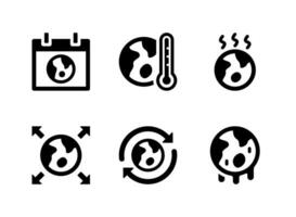 einfache Reihe von Vektor-Solid-Symbolen im Zusammenhang mit dem Klimawandel. enthält Symbole wie Tag der Erde, globale Erwärmung und mehr. vektor