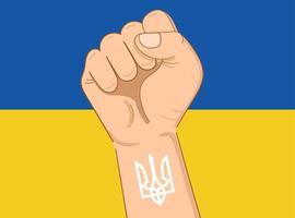 hand faust wappen der flagge ukraine vektor
