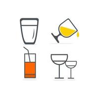 dricka alkohol dryck ikoner set vektor