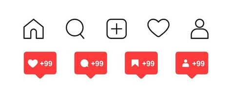 sociala medier platta ikoner ställ meddelande pratbubbla för gilla dela spara kommentar knappar kamera sök hjärta hem webbsymboler och ikoner gratis vektor