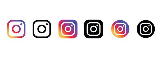 Social-Media-Icon-Instagram-Logo im flachen Stil mit Farb- und Schwarzkollektion