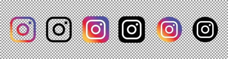 sociala medier ikon instagram logotyp i platt stil med färg och svart samling vektor