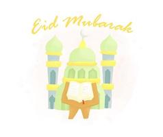 hand gezeichnete eid mubarak illustration vektor