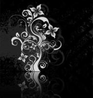 abstrakt grungy lövverk vektordesign. vita blommiga kreativa blomformer på mörk bakgrund. vektor