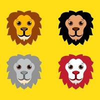 samling av lejon tecknad ansikte designikon. förpackning med glada lejon tecknade ansikte vektorillustration. vektor