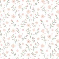 Blumenmuster. hübsche Blumen auf weißem Hintergrund. Druck mit kleinen rosa Blumen. kleiner Druck. süße elegante blumenvorlage für modische drucker vektor