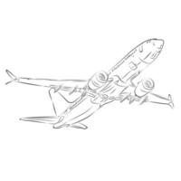 Zeichnung eines Passagierflugzeugs mit ausgebautem Fahrwerk. das konzept der luftfahrt. vektor