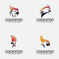 ställa in kakadua papegoja fågel logotyp design vektor mall