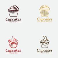 Set Cupcake-Logo-Design-Vektor-Vorlage. Cupcakes-Bäckerei-Symbol. vektor