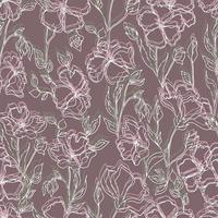 Vektor nahtlose Muster Blumen mit Blättern. botanische Illustration für Tapeten, Textilien, Stoffe, Kleidung, Papier, Postkarten