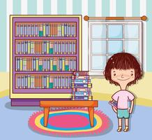 Mädchen mit Büchern Cartoons vektor