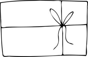 Geschenkbox-Überraschung mit Bandschleifenvektor lokalisierte Illustrationshandzeichnung. vektor