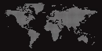 Weltkarte auf schwarzem Hintergrund. Weltkartenvorlage mit Kontinenten, Nord- und Südamerika, Europa und Asien, Afrika und Australien vektor