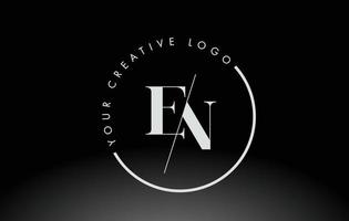 weißes en-Serifen-Buchstaben-Logo-Design mit kreativem Schnitt. vektor