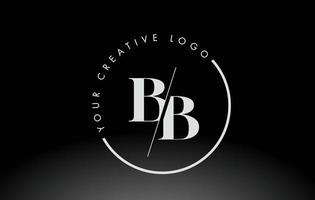 Logo-Design mit weißem bb-Serifenbuchstaben und kreativem Schnitt. vektor