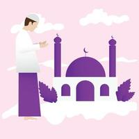 muslimsk be tecknad illustration vektor