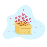 Herzen fliegen aus der Schachtel. valentinstag geschenk.