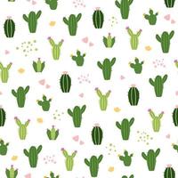 lustiges nahtloses Vektormuster mit tropischen Kaktusblumen vektor