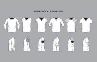 T-Shirt-Modell mit flachem Umriss und alternativem Kragentyp und Ärmellänge vektor