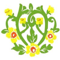 florale florale Verzierung. Monogramm Raps, Raps. gelbe, grüne Farben vektor