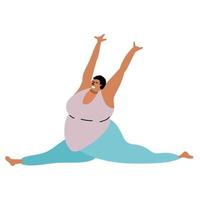 hel svart tjej gör yoga. kroppspositiv vektor
