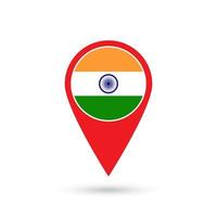 kartpekare med Contry Indien. Indiens flagga. vektor illustration.