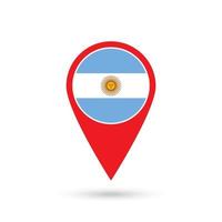 Kartenzeiger mit Land Argentinien. Argentinien-Flagge. Vektor-Illustration.