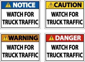 Vorsicht für Lkw-Verkehrszeichen auf weißem Hintergrund vektor