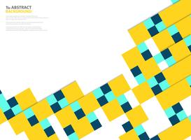 Zusammenfassung färbt modernes Design des quadratischen Papierschnitt-Musters im Gelb, blau auf weißem Hintergrund. Sie können für Papierschnittdesign des Plakats, der Anzeige, des Deckblatts, der Grafik, des Jahresberichts verwenden. vektor