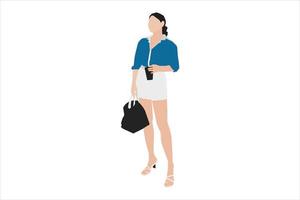 Vektor-Illustration von lässigen Frauen, die auf dem Bürgersteig posieren vektor
