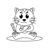 süße Katze sitzend Umriss Kinder Malbuch, schwarze Linie Skizzenbuch auf weißem Hintergrund vektor