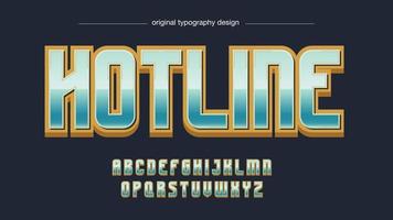 Hellblaue und goldglänzende metallisch glänzende 3D-Großbuchstaben-Typografie vektor