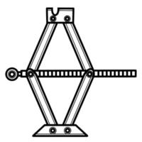 Jack-Vektor-Symbol. isolierte Darstellung auf weißem Hintergrund. Jack-Umriss. Spindelhubskizze. Mechanismus zum Heben von gestützten Lasten. monochromer, flacher Stil. vektor