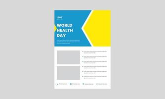 World Health Day flyer designmall. 7 april World Health Day affischdesign. hälsosamt liv världens hälsa dag flygblad design. vektor