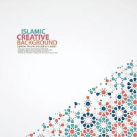 islamische Design-Grußkarten-Hintergrundschablone mit dekorativem buntem Detail der islamischen Kunstverzierung des Blumenmosaiks vektor