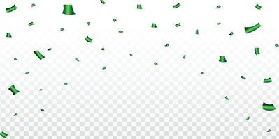 grüne konfetti und lametta fallende illustration auf transparentem hintergrund. bunter konfettivektor für die fest- und partyfeier. grünes konfettielement für karnevalshintergrund. vektor
