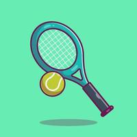 tennisball mit schläger-cartoon-vektor-symbol-illustration. Sportobjekt-Icon-Konzept isolierter Premium-Vektor. flacher Cartoon-Stil vektor