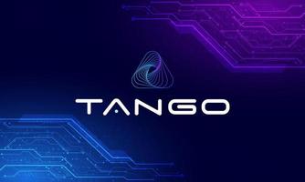 Tango-Ketten-Logo symbol.nft-Spielplattform.Hologramm-Hintergrund.Weltkryptowährung.