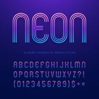 Stripes alfabet med neon effekt vektor