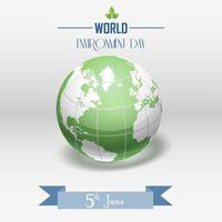 World Environment Day koncept med glänsande globe och band på grå bakgrund vektor