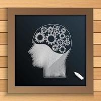 mänskliga hjärnans mekanism med kuggar och kugghjul skriven av krita på blackboard.vector vektor