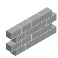 grå tegelvägg av huset. element av byggnadskonstruktion. stenföremål. isometrisk illustration. symbol för skydd och säkerhet vektor