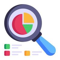 förstoringsglas och cirkeldiagram, koncept för marknadssökning vektor