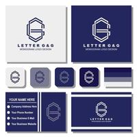 kreatives buchstabe g und g monogramm logo design mit visitenkartenvorlage vektor