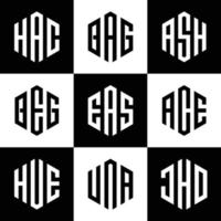 Satz kreativer sechseckiger Monogramm-Logo-Vorlagen vektor